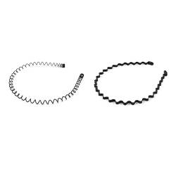 Metall Eisen Stirnband Männer Frauen Unisex Schwarz Welle Stirnband 5mm Sport Haarband Haar Zubehör (Color : D Set 2pcs) von BADALO