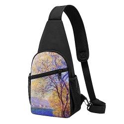 Abstrakte Natur Landschaft gedruckt Brust Pack Taktische Brusttasche Lauftasche Bauchtasche Radfahren Brusttasche, Schwarz, Einheitsgröße, Schwarz , Einheitsgröße von BAFAFA