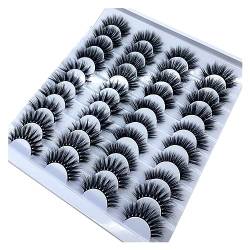 BAFAFA 20 Paar 18-25 mm 3D-Nerzwimpern Bulk Faux Thick Long Wispy Natural Nerz Lashes Packung Kurze Großhandel natürliche falsche Wimpern (Color : 20pairs-12D010) von BAFAFA