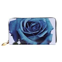 BAFAFA Blaue Rose Blüten Gedruckt Leder Brieftasche Frauen Brieftasche Reißverschluss Brieftasche Wristlet Brieftasche Kartenhalter Damen Telefon Kupplung, Schwarz , Einheitsgröße, Klassisch von BAFAFA