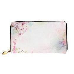 BAFAFA Blume Aquarell Gedruckt Leder Brieftasche Frauen Brieftasche Reißverschluss Brieftasche Wristlet Brieftasche Kartenhalter Damen Telefon Kupplung, Schwarz , Einheitsgröße, Klassisch von BAFAFA