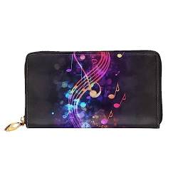 BAFAFA Bunte Galaxie-Musiknoten-bedruckte Ledergeldbörse für Damen, Geldbörse, Reißverschluss, Handgelenktasche, Kartenhalter, Handy-Clutch, schwarz, Einheitsgröße, klassisch, Schwarz , Einheitsgröße, von BAFAFA