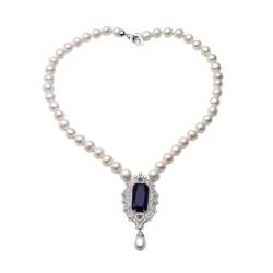 BAFAFA Große Süßwasserperlen-Halskette for Frauen, natürliche Perlen-Anhänger-Halskette, Hochzeitsschmuck, 925er Silber (Color : White, Size : 45CM_10-11MM) von BAFAFA