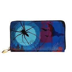 BAFAFA Halloween-Geldbörse aus bedrucktem Leder, Damengeldbörse, Reißverschluss, Handgelenktasche, Kartenhalter, Handy-Clutch, schwarz, Einheitsgröße, klassisch, Schwarz , Einheitsgröße, Klassisch von BAFAFA