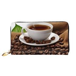 BAFAFA Kaffeebohne gedruckt Leder Brieftasche Frauen Brieftasche Reißverschluss Brieftasche Wristlet Brieftasche Kartenhalter Damen Telefon Kupplung, Schwarz , Einheitsgröße, Klassisch von BAFAFA