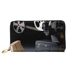 BAFAFA Projektor Film Gedruckt Leder Brieftasche Frauen Brieftasche Reißverschluss Brieftasche Wristlet Brieftasche Kartenhalter Damen Telefon Kupplung, Schwarz , Einheitsgröße, Klassisch von BAFAFA