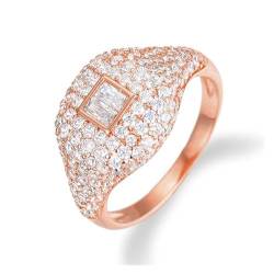 BAFAFA Stapelbarer schicker AAA-Kubikzircon-Ring for Frauen, Hochzeit, Braut-Statement-Fingerring (Color : H117 Rose Gold, Size : 7) von BAFAFA