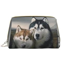 Blumen Dekorative Gedruckt Make-up Tasche Leder Kosmetiktasche Reise Kulturbeutel Frauen Organizer Taschen, Husky Hunde, Einheitsgröße, Taschen-Organizer von BAFAFA