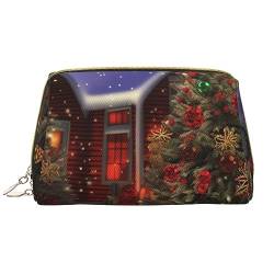 Farbige Frösche und Libellen Gedruckt Make-up Tasche Leder Kosmetiktasche Reise Kulturbeutel Frauen Organizer Taschen, Weihnachtsstimmung, Einheitsgröße, Taschen-Organizer von BAFAFA