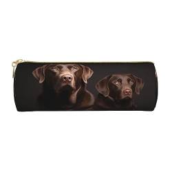 Federmäppchen mit Katzenpfoten-Motiv, bedrucktes Leder, Stifteetui, Kosmetiktasche, Make-up-Tasche, Büro-Aufbewahrungstasche für Männer und Frauen, Braun Labrador Retriever, Einheitsgröße von BAFAFA