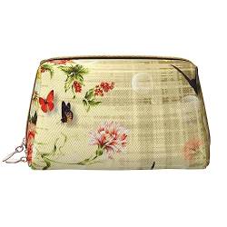 Haus Baum gedruckt Make-up Tasche Leder Kosmetiktasche Reise Kulturbeutel Frauen Organizer Taschen, Blumen Schmetterling, Einheitsgröße, Taschen-Organizer von BAFAFA