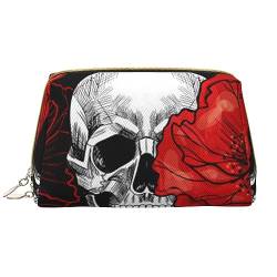 Haus Baum gedruckt Make-up Tasche Leder Kosmetiktasche Reise Kulturbeutel Frauen Organizer Taschen, Halloween Totenkopf, Einheitsgröße, Taschen-Organizer von BAFAFA