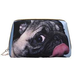 Leichte Koralle Kirschblüte Gedruckt Make-up Tasche Leder Kosmetiktasche Reise Kulturbeutel Frauen Organizer Taschen, Lustiger Hund, Einheitsgröße, Taschen-Organizer von BAFAFA