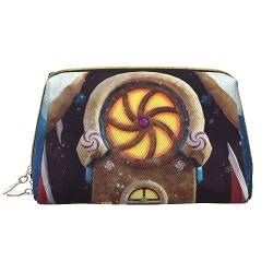 Lotus Blume und Libelle Gedruckt Make-up Tasche Leder Kosmetiktasche Reise Kulturbeutel Frauen Organizer Taschen, Lutscher Weihnachtsbäume Cottage, Einheitsgröße, Taschen-Organizer von BAFAFA