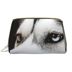 Lustige Happy Mops Hund Gedruckt Make-up Tasche Leder Kosmetiktasche Reise Kulturbeutel Frauen Organizer Taschen, Husky-Hund, Einheitsgröße, Taschen-Organizer von BAFAFA