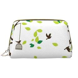 Lustige Happy Mops Hund Gedruckt Make-up Tasche Leder Kosmetiktasche Reise Kulturbeutel Frauen Organizer Taschen, Riesiger großer Dschungel, Einheitsgröße, Taschen-Organizer von BAFAFA