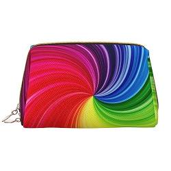 Palmen und Meeresschildkröten Tauchen Unterwasser Gedruckt Make-up Tasche Leder Kosmetiktasche Reise Kulturbeutel Frauen Organizer Taschen, Regenbogen-Spirale, Einheitsgröße, Taschen-Organizer von BAFAFA