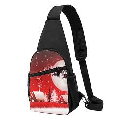 Taktische Brusttasche, Motiv: Weihnachtsmann und Rentier, bedruckt, für Laufen, Radfahren, Schwarz, Einheitsgröße, Schwarz , Einheitsgröße von BAFAFA