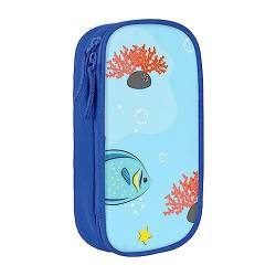 Unterwasserfisch bedruckte Kosmetiktasche Tragbare Make-up-Tasche Reise Schmuck Fall Handtasche Geldbörse Beutel Schwarz, blau, Einheitsgröße von BAFAFA