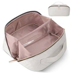 BAFAMYE Reise-Make-up-Tasche, große Kosmetiktasche für Damen, Beige von BAFAMYE