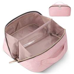 BAFAMYE Reise-Make-up-Tasche, große Kosmetiktasche für Damen, Pink von BAFAMYE