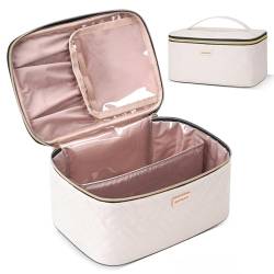 BAFAMYE Reise-Make-up-Tasche, tragbare Kosmetiktasche für Damen, Beige von BAFAMYE