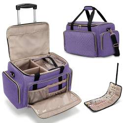 BAFASO Kosmetiktasche Trolley, Make up Tasche für Damen, Kosmetik Organizer Tasche, Schminktasche für Frauen Groß, Reisetasche für Make up Sets, Lila von BAFASO