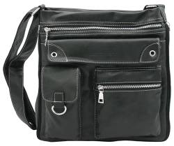 BAG STREET - Damen Handtasche mit vielen Fächern - Vintage Umhängetasche Crossbody Schultertasche - 32 x 32 x 14 cm (Schwarz) von BAG STREET INTERNATIONAL