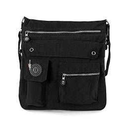 Bag Street 2221 Damen sportliche Handtasche Umhängetasche Schultertasche aus Nylon, Schwarz, ohne von Bag Street