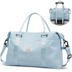 BAGAIL Reisetasche, Wochenendtasche für Damen, Übernachtungstasche, Tragetasche mit Nassfach für Fitnessstudio, Krankenhaus, Hell, blau, Large, Reisetasche von BAGAIL