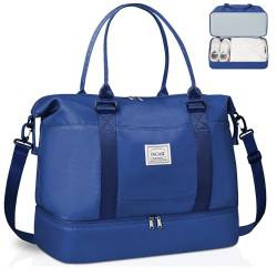 BAGAIL Reisetasche, Wochenendtasche für Damen mit Schuhfach, für Übernachtung, Fitnessstudio, Tragetasche mit Nassfach, Krankenhaus-Muttertasche für Arbeit und Lieferung, Marineblau, Reisetasche von BAGAIL