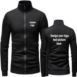 BAGLEV Benutzerdefinierte Männer Hoodies Personalisieren Sie Ihren Eigenen Text Bild Logo Reißverschluss Langarm Frühling Herbst Streetwear Mantel color1,L von BAGLEV