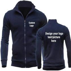 BAGLEV Benutzerdefinierte Männer Hoodies Personalisieren Sie Ihren Eigenen Text Bild Logo Reißverschluss Langarm Frühling Herbst Streetwear Mantel color4,L von BAGLEV