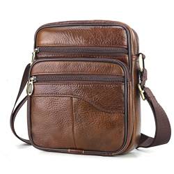 BAGZY Umhängetasche Herren Leder Schultertasche Mann Leder Umhängetasche für Männer Umhängetasche Herren Klein Leder Herren Tasche Brustbeutel Herren Handtasche Geschenke für Männer (Braun) von BAGZY