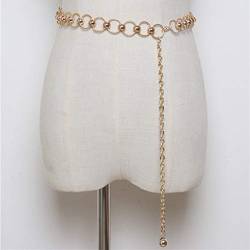 1 Stück Damen Gold Silber Bauchkette Dame Einfacher Gürtel Körperschmuck Damengürtel Metallkleid Zubehör (Farbe: Weiß-Fruchtpfirsich5) von BAHELS