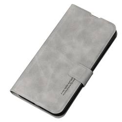 BAHELS Flip Leder für iPhone 15 Pro Max/15 Pro/15 Plus/15, Premium-Klapphülle mit Magnetverschluss, Kartenschlitz, Objektivschutzhülle, Grau, 15 Plus von BAHELS