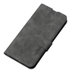 BAHELS Flip Leder für iPhone 15 Pro Max/15 Pro/15 Plus/15, Premium-Klapphülle mit Magnetverschluss, Kartenschlitz, Objektivschutzhülle, Grau 2, 15 Plus von BAHELS