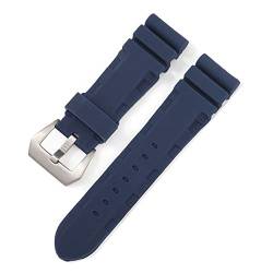 BeiCheng CAREG 22 mm 24 mm schwarz blau grün orange Uhr Watch Band Silikon Gummi -Uhrband -Ersatzkompatibel mit Panerai -Gurtwerkzeugen Stahlschnalle Durable (Color : Blue-Silver Button, Size : 24mm) von BAICHANG