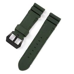 BeiCheng CAREG 22 mm 24 mm schwarz blau grün orange Uhr Watch Band Silikon Gummi -Uhrband -Ersatzkompatibel mit Panerai -Gurtwerkzeugen Stahlschnalle Durable (Color : Green-Black Button, Size : 22mm) von BAICHANG