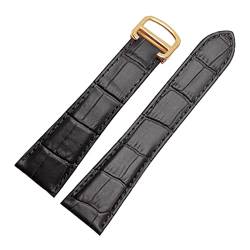 BeiCheng CAREG Cowhide Watch Band geeignet mit Cartier W7100060 Herren Uhrenband 22mm 23 mm 24 mm 25mm Durable (Color : Black Gold, Size : 17mm) von BAICHANG