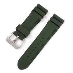CAREG 22 mm 24 mm schwarz blau grün orange Uhr Watch Band Silikon Gummi -Uhrband -Ersatzkompatibel mit Panerai -Gurtwerkzeugen Stahlschnalle Durable ( Color : Green-Silver Button , Size : 22mm ) von BAICHANG