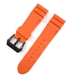 CAREG 22 mm 24 mm schwarz blau grün orange Uhr Watch Band Silikon Gummi -Uhrband -Ersatzkompatibel mit Panerai -Gurtwerkzeugen Stahlschnalle Durable ( Color : Orange-Black Button , Size : 22mm ) von BAICHANG