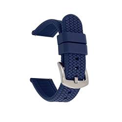 CAREG Schnellfreisetzungen -Reifenmuster -Gurt -Uhr -Zubehör sind geeignet mit Samsung geeignet mit Seiko geeignet mit Casio Smart Watch kompatibel TPU Gummigurt 20 22 24 mm Durable (Color : Blue Sil von BAICHANG