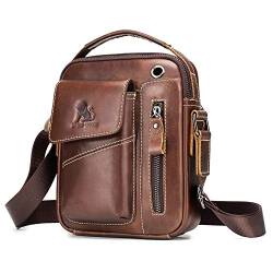 BAIGIO Umhängetasche Herren Leder Schultertasche Vintage Crossbody Bag Messenger Herrentasche zum Umhängen Ledertasche Männer Tasche mit Abnehmbarem Gurt für Business Arbeit Reise von BAIGIO