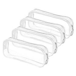 Transparentes Federmäppchen mit großem Fassungsvermögen, transparentes Federmäppchen, PVC-Stifttasche, Reißverschluss, 4 Stück von BAIGOO