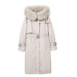 BAILEYU Damen Parka Mantel mit Abnehmbarem Kunstpelz und Abnehmbarem Daunenfutter Outdoor Mantel Winter Lange Puffer Schneejacke Outwear,Beige,L(70 von BAILEYU