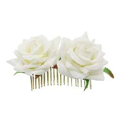 1 x romantische, ausgefallene Doppel-Seiden-Haarkamm mit Rosen, lila, weiß, Haarschmuck, Hochzeit, Damen von BAILIY