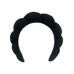 BAILIY Farbiger Schwamm Stirnband zum Waschen Ihres Gesichts Haarlünette Vintage Breite Seite Haarband Haarreifen Schwamm Frauen Accessoires Haar von BAILIY