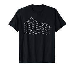 AHOI Papierschiff geometrisch polygon Wellen Meer T-Shirt von BAINAI