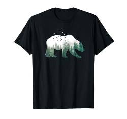 Bär Wald Natur Landschaft Silhouette Minimalismus Tier T-Shirt von BAINAI